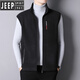 JEEP SPIRIT new autumn and winter men's fleece vest outdoor warm vest plus fat plus size stand collar polar fleece vest jacket gray L wear 110-130Jin Jin is equal to 0.5 kg