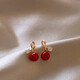 Youfang Red Acacia Bean Imitation Zirconia Earrings Women's Niche Design Light Luxury High-Quality New Year's Earrings 2025 New Gold Pair