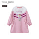 Teenie Weenie Kids bear children's clothing autumn style baby girl color block printed casual dress pink 100 cm
