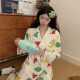 嘉绸睡衣少女春秋季长袖长裤柔软棉翻领开衫学生休闲简约可外穿家居服 YX1105 M 150-163cm80-100斤