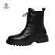 Zapatos para mujeres de carpintería de carpintería para mujeres Botas de cuero de cuero genuino para mujeres Botas de nieve de otoño y otoño de otoño y invierno botas cortas botas para mujeres negras más lana 40 tamaño estándar