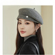 HUIGYAAY light luxury wool beret hat for women, Korean autumn and winter new style, small fashionable painter's hat, British retro beret hat, milky white M (56-58cm)