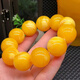 DL 1998 natural beeswax floating flower old chicken oil yellow boys and girls round bead couple amber bracelet old beeswax diameter 20mm bracelet for men