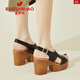 Fugui Bird (FGN) Sandalen für Frauen 2024 Sommer Neuerknopftyp Fisch-Mund-Sandalen für Frauen wasserdichte Plattform Dicke Absatz Sandalen vielseitige Frauenschuhe Beige 36
