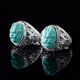 Fat Donglai's same style men's turquoise ring raw ore high porcelain silver women's domineering carved dragon head zodiac dragon ring without engraving pattern - silver holder style random