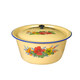 Yue Yi lard can household enamel basin old-fashioned retro nostalgic dumpling filling bowl and basin with lid meat oil can storage tank 17 cm 1.05 liter thickened version