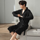 Sherceman men's nightgown men's spring cotton thin large size loose yukata solid color long simple home clothing XL