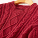 Shandubila Winter Retro Diamond Twist Sweater Women's Small Round Neck Versatile New Year's Red Sweater Red M