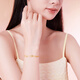 Saturday Fortune Yellow 18K Gold Bracelet for Women Double Chain Four Leaf Clover Bracelet Birthday Gift C0711961 16+3cm