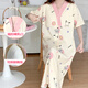 Ou Luxis Sommerstillung Nachthemd kurzärmelige Mutterschaftsbeschränkung Anzug mit Brustpolstern Großgröße schwangere Frauen Pyjamas Lange Hospitality Delivery Rock Stillkleidung SSY16813 XL-Code empfohlen Gewicht 120-135 Jin [Jin gleich 0,5 kg]