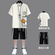 
Yunyin teenager shorts shorts suit for boys summer T-shirts for big children junior high school students new trend sports and leisure two-piece set [15816 white + shorts] 165/M Suitable for 75-95Jin [Jin equals 0.5 kg]