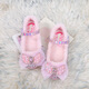 Wankai girls crystal slippers soft sole princess shoes Frozen Elsa princess shoes comfortable small leather shoes blue pearl wings plus velvet size 17.5 27