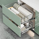 Baihan Kitchen Pull Casker Cajón de cajas de tazón Bank Sazimentamiento Cesta de doble capa Cesta 304 Pot de acero inoxidable y estante de plato Doble capa de acero redondo sólido 850 Gabinete [800-830 mm]