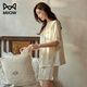 
Cat men women's pajamas with breast pad anti-exposure ice silk two-piece short-sleeved cardigan literary and artistic can be worn outside home clothes