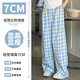 
OVE girls wide-leg pants spring and autumn 2025 new children's pants spring and summer sports pants large children's girls' blue plaid pants 15266 blue + 15276 meters white 120 cm