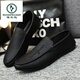Woodpecker 2025 Nouveaux chaussures de gabares noir noir Chaussures en cuir haut de gamme Men de gamme basses à tendance à la tendance des chaussures pour hommes conduisés D838 Black 39