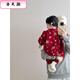 Luo Zhichao baby clothes autumn and winter sweet American style one-year-old girl dress baby new year clothes winter thickened warm jumpsuit red jumpsuit inner velvet 100 52cm