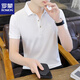 罗蒙（ROMON）翻领短袖T恤男纯色简约青年潮流百搭冰丝夏装带领半袖polo. 豆绿色 QY686 M