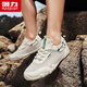 
Huili men's shoes summer new hole sandals 2025 men's thick sole casual work shoes soft sole hollow wading water and stream tracing shoes Rice/green 42