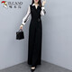 Tucano; Specht Frühlings- und Sommer-Jumpsuit Frauen 2025 Frühling neuer koreanischer Mode-Fashion Casual Black Jumpsuit High Taille Wide Legs Set Black Stripe 345 Dünn S 80-95Jin [Jin gleich 0,5 kg]