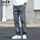 JEEP SPIRIT Jeep Overalls Men's Autumn and Winter Straight Casual Pants Men's Loose Large Size Men's Pants Dark Gray L