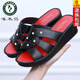 Woodpecker Women's High Heel Slippers Wear Thick Sole Fashion Home Anti-Slip Mom Shoes Soft Sole Leather Heeled Sandals 9854 High Heel Thick Sole-Bead White Thick Sole-38 Size [suitable for size 37 feet]
