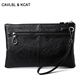 CavlslKcat men's handbag soft cowhide clutch men's business casual clip bag large capacity envelope bag simple fashion handbag black large size 9.7 inch 29*19*2cm
