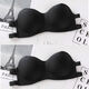 Full-length strapless bra, push-up, thickened small breasts, strapless Korean style wedding dress, invisible underwear for female students, skin color, size 90 transparent shoulder straps, one size fits all