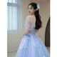 Blue banquet evening dress for women 2024 new high-end fugitive princess toasting dress fairy light luxury annual party dress blue long 4XL non-refundable and non-exchangeable