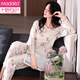 Modal New Chinese Style Pajamas for Women Spring and Autumn Autumn Pure Cotton Long Sleeves 2025 New Chinese Style Home Clothes Cotton Suit C1504 Bamboo Cui M (160)