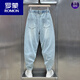 ROMON (ROMON) 2024 spring and summer thin jeans for men stretchy feet for men versatile and handsome casual Harlem pants for men light blue H6643 2XL 170-180Jin [Jin equals 0.5 kg]