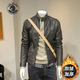 ANDSEEYOU Men's Spring and Autumn Retro Soft Leather Clothes Motorcycle Leather Jacket Leather Jacket Men's Casual Handsome Jacket Fashionable Men's Clothing Black Spring and Autumn Style M 100-110Jin Jin is equal to 0.5 kg