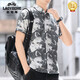 Classic Car (Laoyeche) 2025 Sommer Herren kurzärmelig Blumenhemd Jacke Trendy Brand Gefühle hübsche dünne, atmungsaktiven Strand 826 Black M 90-104jin [Jin entspricht 0,5 kg]