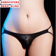 Tang Yu Meng Nude Underwear Fully Transparent Men's Hollow, Thin, Comfortable, Glossy, Extremely Tempting Breathable Stretch Mini Thong Black 1 Pair One Size
