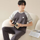 Pyjama masculin modal pour le printemps et l'été pour hommes 100% coton pure panton à manches courtes adolescents Ins Trendy costume de sport maison 09m13601 l