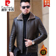 Pierre cardin Haining genuine leather leather jacket for men with velvet thickened fur one-piece jacket middle-aged daddy's suit sheepskin jacket large size A9221 brown size 170 (recommended 90-115 Jin [Jin equals 0.5 kg])