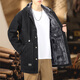 Trendy and Winter Park Overcoming Denim Jacket Men's Plus Fleece Thickened Medium-length Trendy Warm Thickened Coat Hooded Jacket Men's Black L [130-145Jin[Jin equals 0.5 kg]]