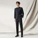 Sept marque [Woolmark] Suit en laine pour hommes printemps et d'été Nouvelles affaires Forme Formal Wear Chinois Stand-Up Cold Western Veste Western 7145 Black 54 (190)