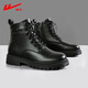 Huili men's shoes Martin boots men's fashion versatile casual boots spring black leather boots high top British style work boots