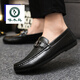 Woodpecker Chaussures masculines en cuir authentique, chaussures de petite cuir noires, une touche de chaussures à la mode, surface en cuir, chaussures de haricots décontractées pour hommes, mocassins pour hommes, YL-D878 Black Flagship Model 44