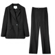 Shandubila Professional Commuting Suit Suit Women's Spring and Autumn Formal Suit Jacket Pants Interview Two-piece Set Black L