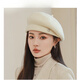 HUIGYAAY light luxury wool beret hat for women, Korean autumn and winter new style, small fashionable painter's hat, British retro beret hat, milky white M (56-58cm)