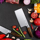 Zhang Xiaoquan Stainless Steel Kitchen Knife Kitchen Household Knife Chef's Special Stainless Steel Handle Wood Grain Brushing Craft Chopping Knife Chopping Knife + Slice Knife + Small Chef 3-piece Set