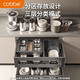 Cobbe kitchen pull-basket cabinet drawer type bowl and dish basket space aluminum three-layer bowl rack kitchen cabinet storage rack damping guide rail pull-basket [Pump half draw] 700 cabinet-cabinet width 655-725