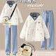 Fhhuabd Winter Frauenkleidung volle Set kleiner süßer Plüsch-verdickter Beutel für weibliche Studenten koreanische louse Brotplüschschwarze Hose 1396# S Empfohlen 80-95jin [Jin gleich 0,5 kg]