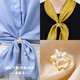 Zuoou silk scarf button high-end shirt shirt streamer bow fixed button scarf clothes corner knotted button 2025 new style cat's eye gold