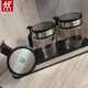 ZWILLING German-made glass seasoning box 3-piece set kitchen seasoning jar combination household salt shaker MSG bottle round seasoning jar three-piece set