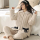 Mandelefin Winter-Pyjama dreischichtige Baumwollladien Korallenmerze verdickte Plüsch-Set-Hauskleidung Herbst und Winter 2023 Neues Modell 12127 Frauen XL (120-140jin [Jin entspricht 0,5 kg]))