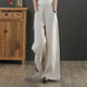 Woodpecker cotton and linen wide-leg pants for women in summer new Korean style fashionable straight-leg mopping pants loose large size draped linen casual pants gray [lace-up style] 9793 2XL [recommended 145-160Jin [Jin equals 0.5 kg]]