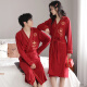浪莎（LangSha）红色结婚情侣睡袍一男一女纯棉喜庆新婚睡衣浴袍家居服高档礼盒装 9928【礼盒装】 女M+男XL